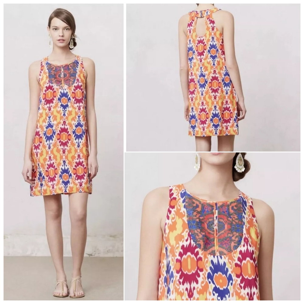 Anthropologie Floreat Sequin Silk Dress sz 12